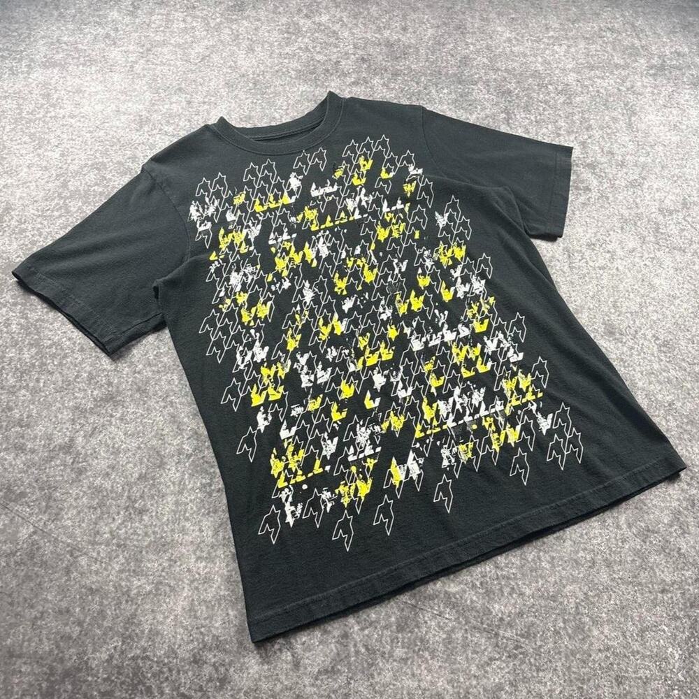 Sean John Men’s Medium Black AOP Graphic T-Shirt Yellow White Hip Hop Streetwear